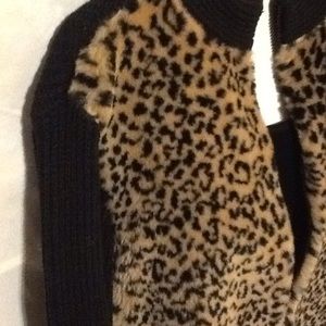 Parkhurst Animal print zip up sweater,